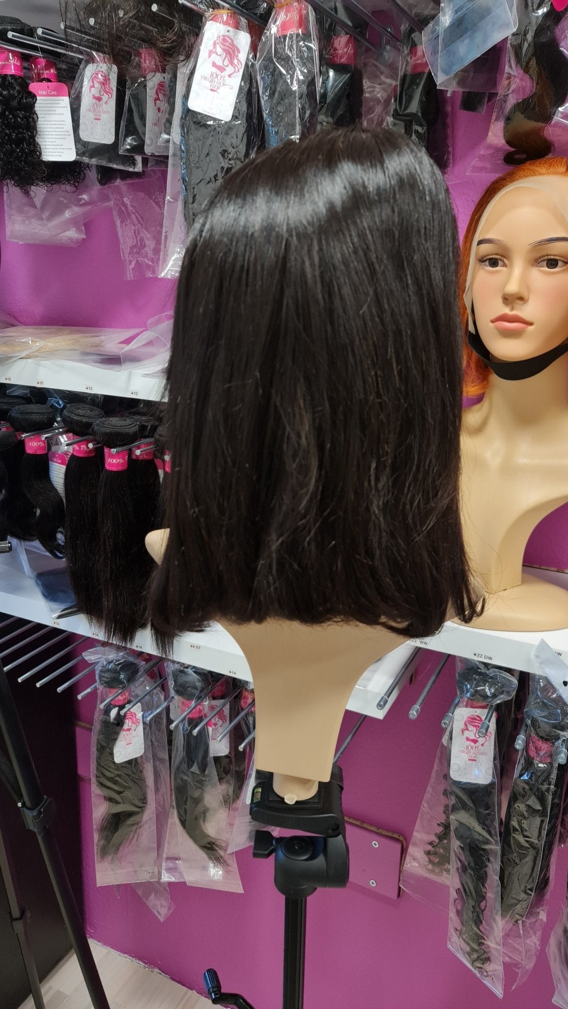 Perücke 10" 12" 14" 16" glatt mit Lace Frontal 13x4 Farbe 1bDiosa Extensions Haarverlängerungen