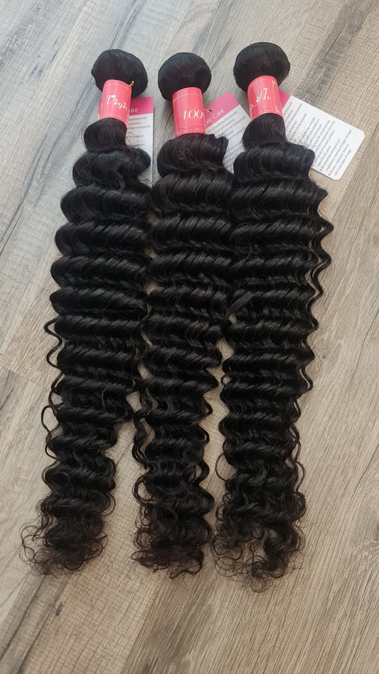 Angebot 3 Bundles Haarverlängerung Echthaar 26" 65cm Deep Wave