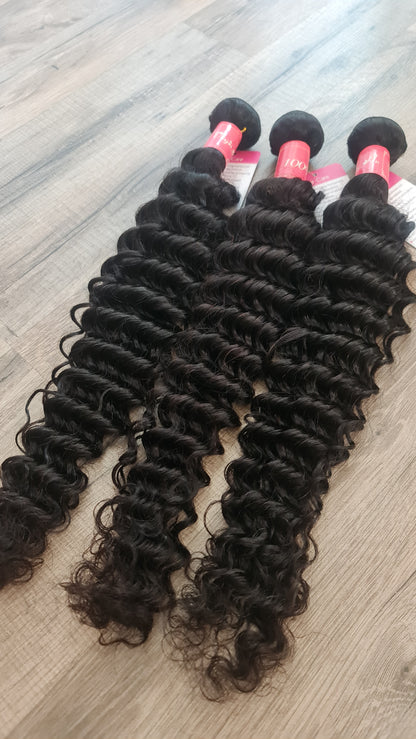 Oferta de 3 paquetes de extensiones de cabello natural de 26" (65 cm) de onda profunda 