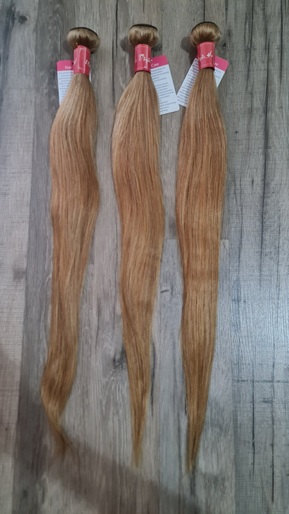 Set 3 Bundles Haarverlängerung Echthaar 24 Zoll 60cm Farbe 27