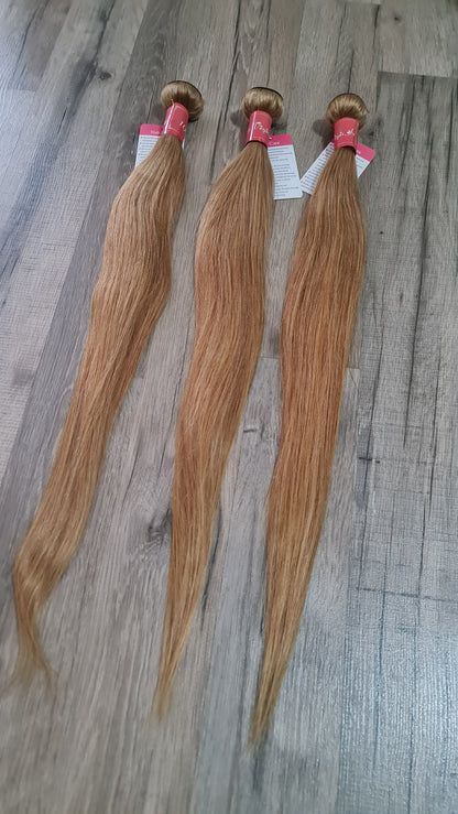Set 3 Bundles Haarverlängerung Echthaar 24 Zoll 60cm Farbe 27