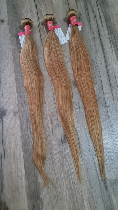 Set 3 Bundles Haarverlängerung Echthaar 24 Zoll 60cm Farbe 27