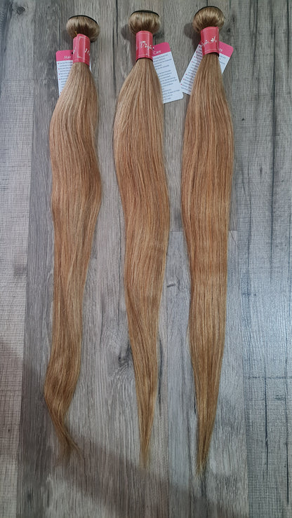Set 3 Bundles Haarverlängerung Echthaar 24 Zoll 60cm Farbe 27