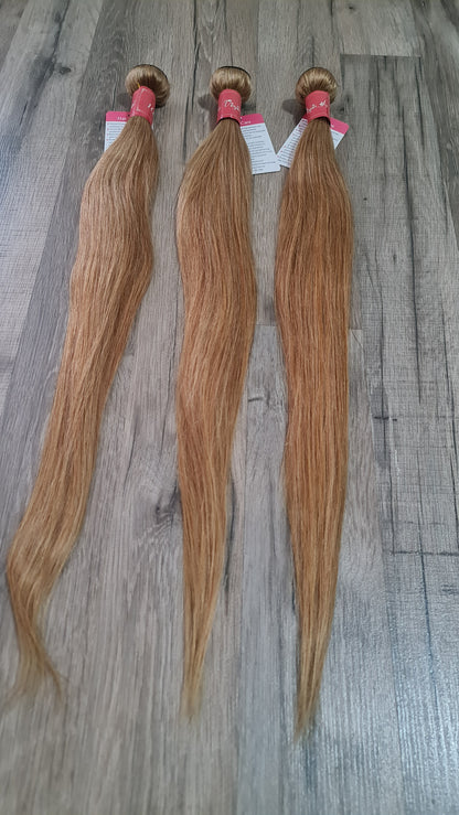 Set 3 Bundles Haarverlängerung Echthaar 24 Zoll 60cm Farbe 27
