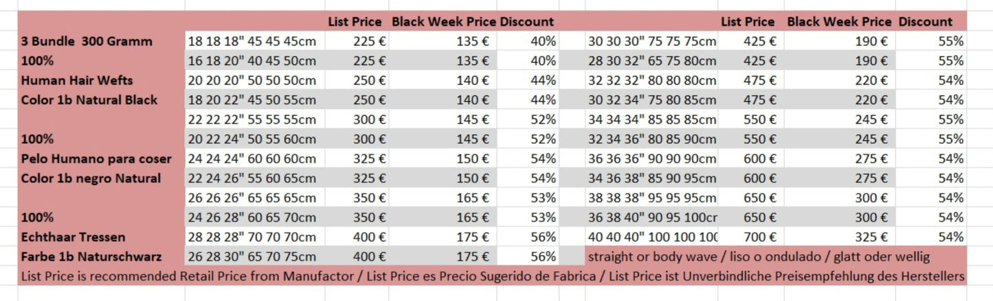 BLACK WEEK ANGEBOT 3 Bundles Haarverlängerung Echthaar glatt & wellig 18 - 40 Zoll (45-100cm)