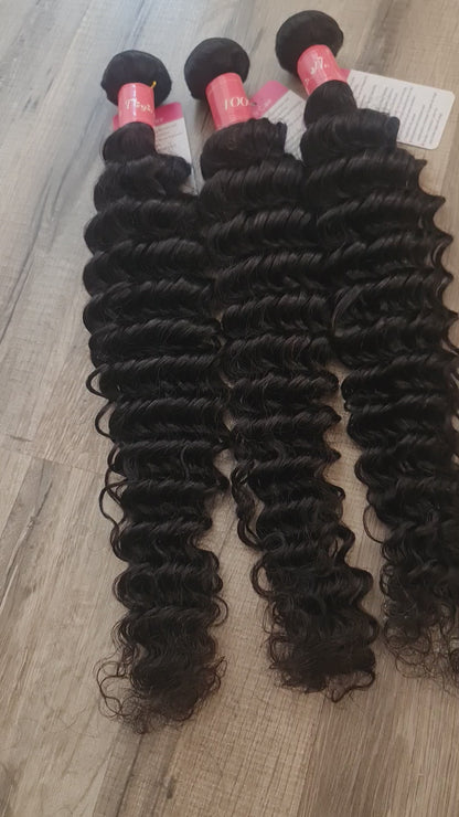Oferta de 3 paquetes de extensiones de cabello natural de 26" (65 cm) de onda profunda 