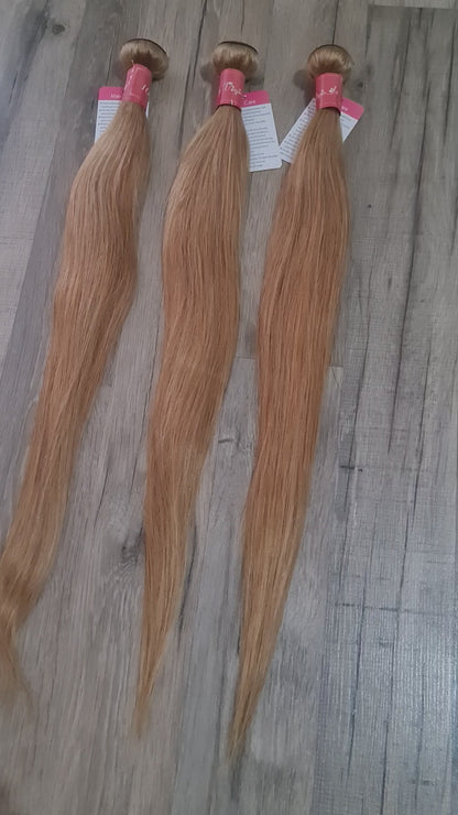 Set 3 Bundles Haarverlängerung Echthaar 24 Zoll 60cm Farbe 27