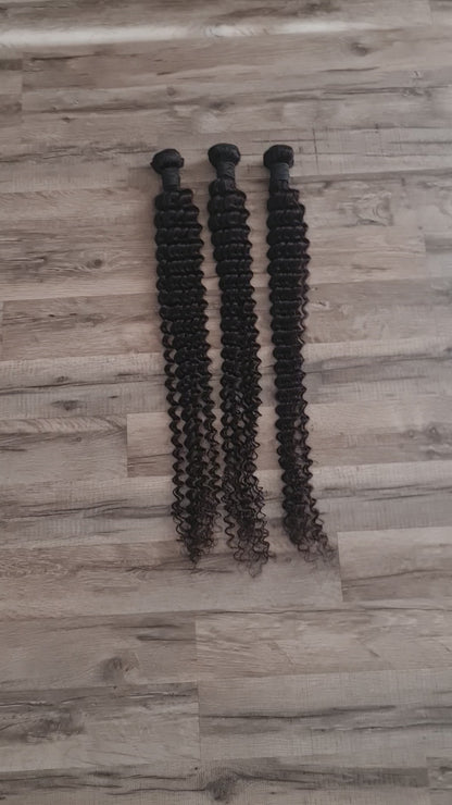 Set 3 Bundles Haarverlängerung Echthaar 40" 100cm Deep Wave