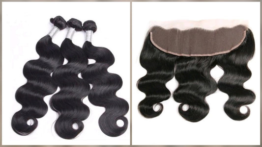 3 Bundles Hair Extensions + 13x4 Frontal 100% Human Hair from 10" (25cm) to 40" (100cm) Body WaveDiosa Extensions Haarverlängerungen
