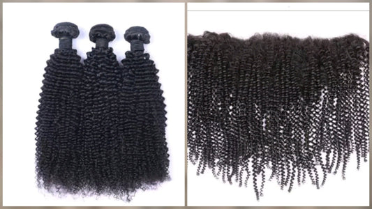 3 Bundles Hair Extensions + 13x4 Frontal 100% Human Hair from 10" (25cm) to 40" (100cm) Kinky CurlyDiosa Extensions Haarverlängerungen