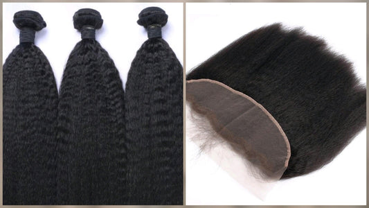 3 Bundles Hair Extensions + 13x4 Frontal 100% Human Hair from 10" (25cm) to 40" (100cm) Kinky StraightDiosa Extensions Haarverlängerungen