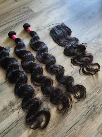 3 Bundles Hair Extensions + 4x4 Closure 100% Human Hair from 10" (25cm) to 40" (100cm) Body WaveDiosa Extensions Haarverlängerungen