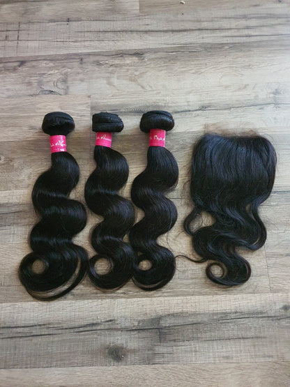 3 Bundles Hair Extensions + 4x4 Closure 100% Human Hair from 10" (25cm) to 40" (100cm) Body WaveDiosa Extensions Haarverlängerungen