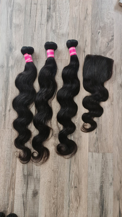 3 Bundles Hair Extensions + 4x4 Closure 100% Human Hair from 10" (25cm) to 40" (100cm) Body WaveDiosa Extensions Haarverlängerungen