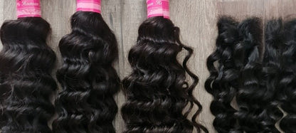 3 Bundles Hair Extensions + 4x4 Closure 100% Human Hair from 10" (25cm) to 40" (100cm) Deep WaveDiosa Extensions Haarverlängerungen