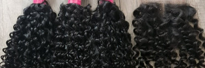 3 Bundles Hair Extensions + 4x4 Closure 100% Human Hair from 10" (25cm) to 40" (100cm) Jerry CurlyDiosa Extensions Haarverlängerungen