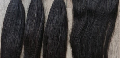 3 Bundles Hair Extensions + 4x4 Closure 100% Human Hair from 10" (25cm) to 40" (100cm) StraightDiosa Extensions Haarverlängerungen