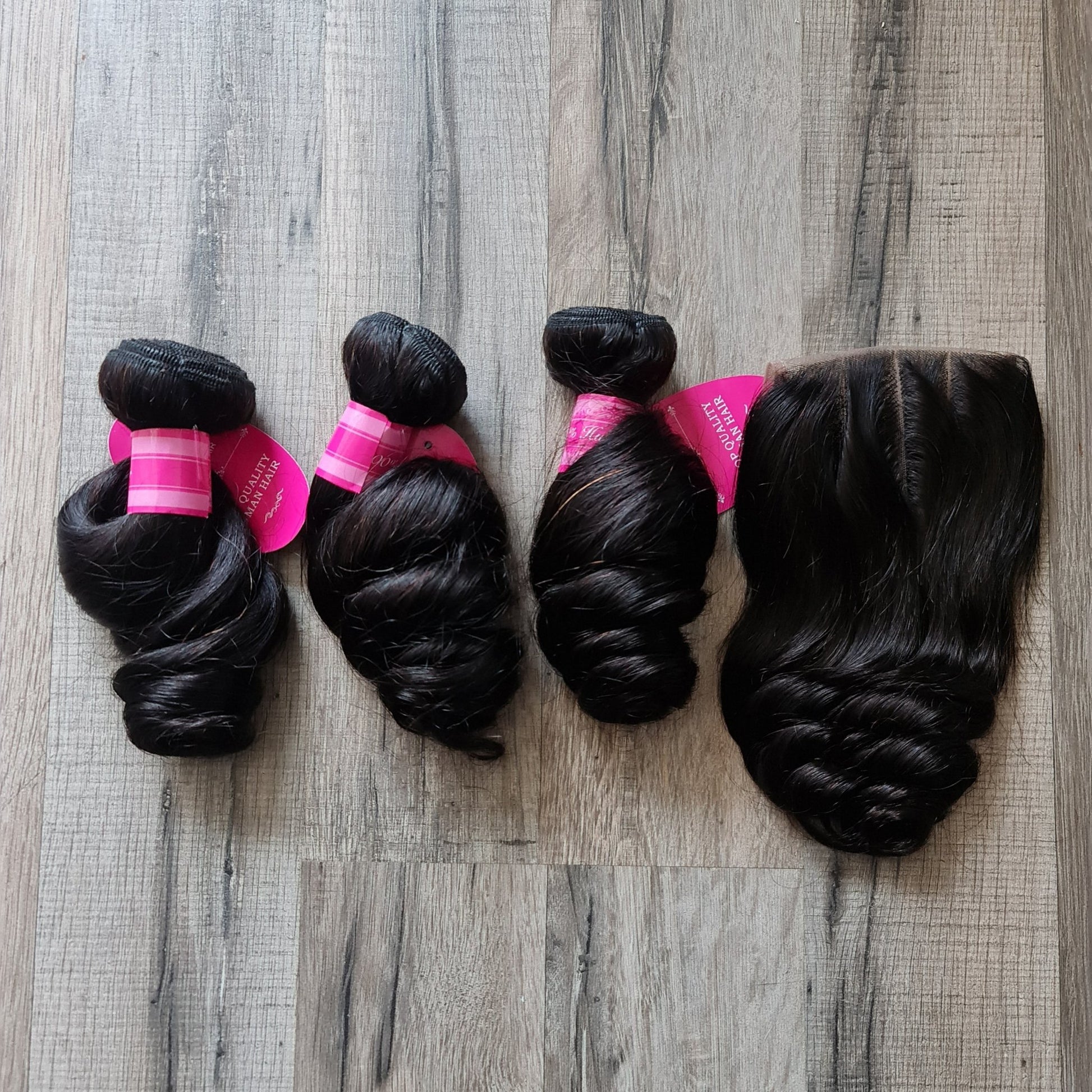 Angebot 3 Bundles Haarverlängerung Echthaar 24" 60cm + 20" 50cm 4x4 ClosureDiosa Extensions Haarverlängerungen