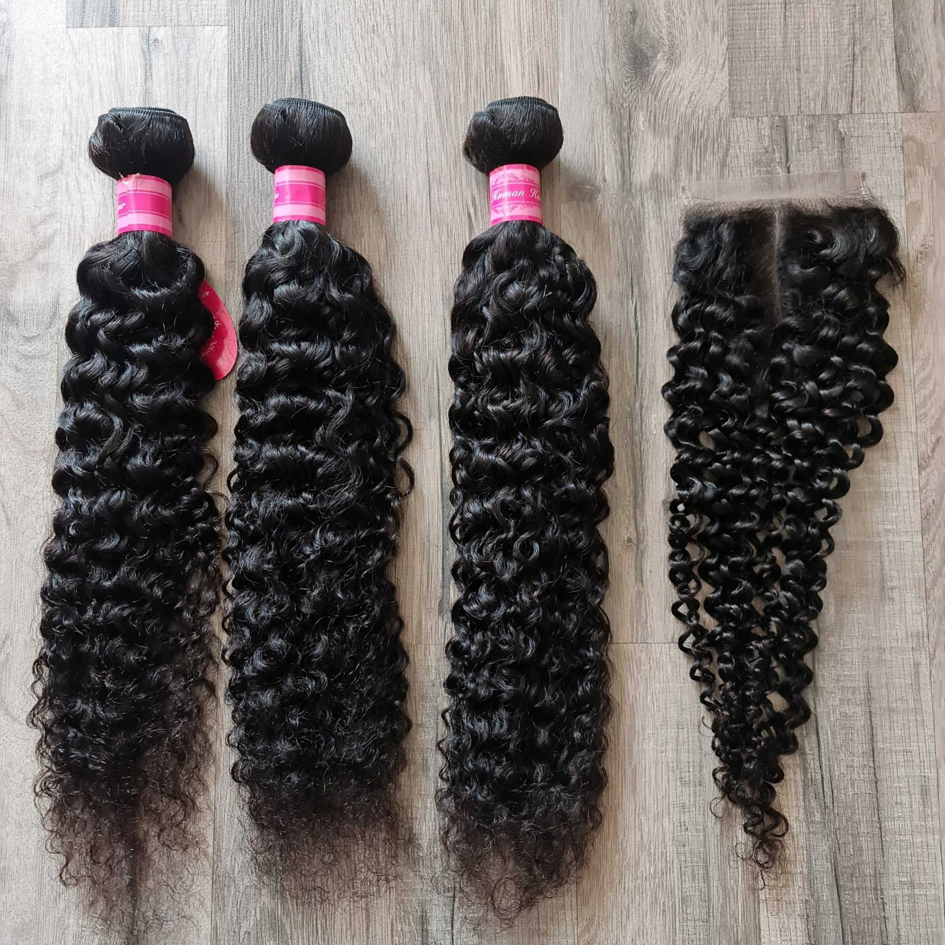 Angebot 3 Bundles Haarverlängerung Echthaar 24" 60cm + 20" 50cm 4x4 ClosureDiosa Extensions Haarverlängerungen