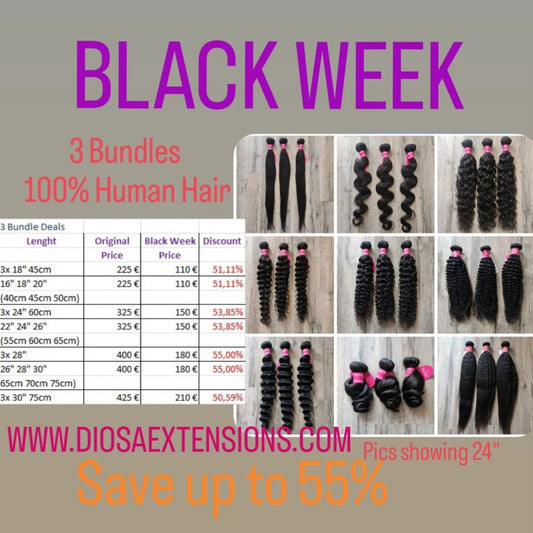 BLACK WEEK ANGEBOT 3 Bundles Haarverlängerung Echthaar von 16 Zoll 40cm bis 30Zoll 75cmDiosa Extensions Haarverlängerungen