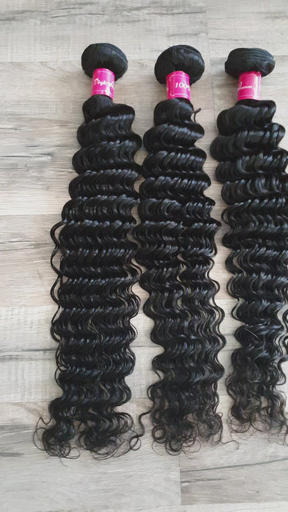 Oferta de 3 paquetes de extensiones de cabello real de 24" (60 cm) de onda profunda 