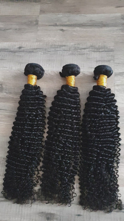 Oferta de 3 paquetes de extensiones de cabello real de 24" (60 cm) Kinky Curly 