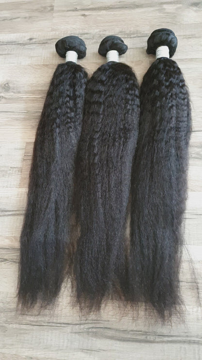 Oferta de 3 paquetes de extensiones de cabello real de 24" (60 cm) Kinky Straight 