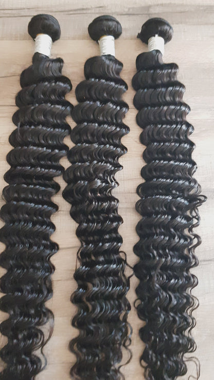Angebot 3 Bundles Haarverlängerung Echthaar 30" 75cm Deep Wave