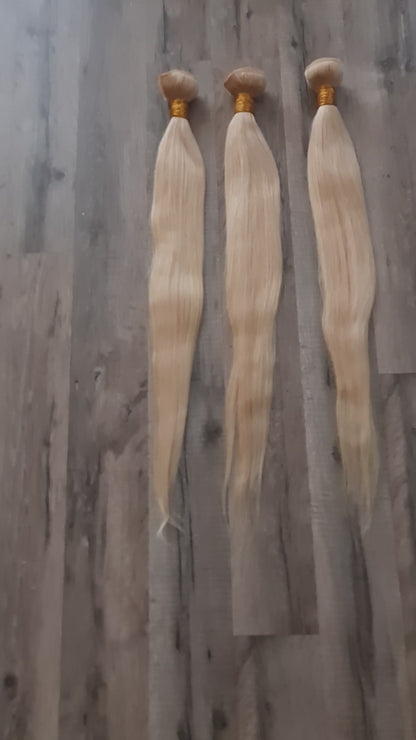 Set 3 Bundles Haarverlängerung Echthaar 24" 60cm Glatt Color 613 Blonde
