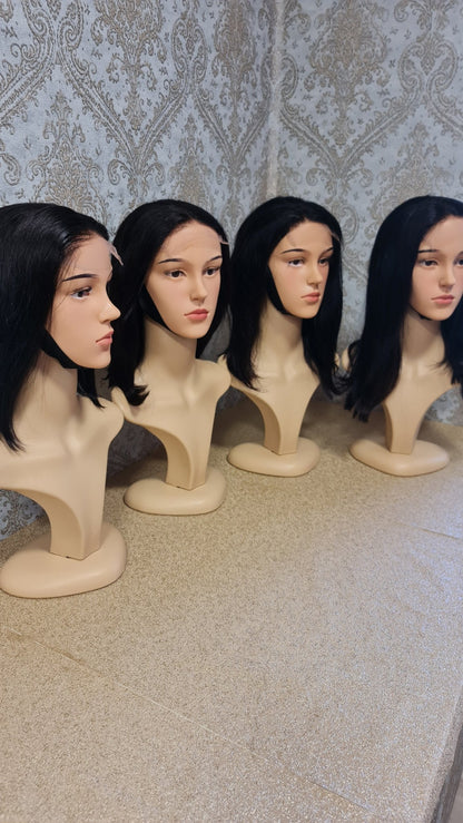 Perücke 10" 12" 14" 16" Glatt mit 4x4 Closure Farbe 1bDiosa Extensions Haarverlängerungen
