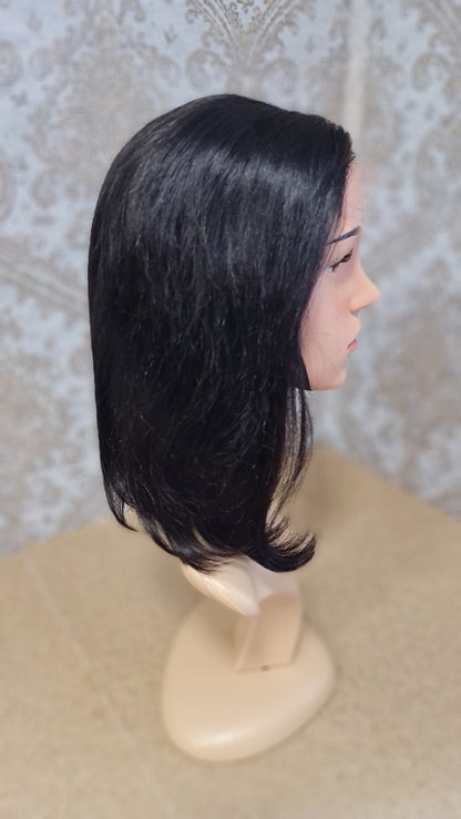 Perücke 10" 12" 14" 16" Glatt mit 4x4 Closure Farbe 1bDiosa Extensions Haarverlängerungen