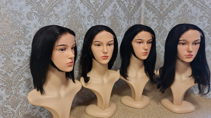 Perücke 10" 12" 14" 16" Glatt mit 4x4 Closure Farbe 1bDiosa Extensions Haarverlängerungen
