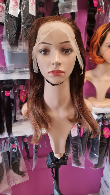 Perücke 10" 12" 14" 16" glatt mit Lace Frontal 13x4 Farbe 4Diosa Extensions Haarverlängerungen