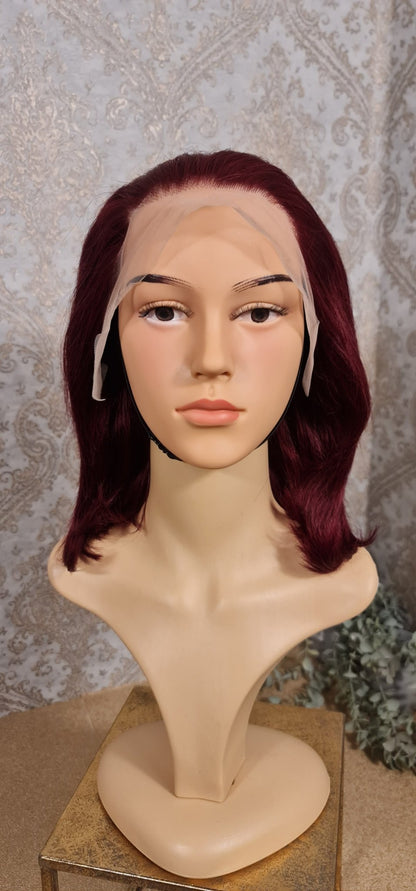 Perücke 10" 12" 14" 16" glatt mit Lace Frontal 13x4 Farbe J99Diosa Extensions Haarverlängerungen