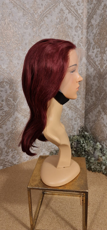 Perücke 10" 12" 14" 16" glatt mit Lace Frontal 13x4 Farbe J99Diosa Extensions Haarverlängerungen