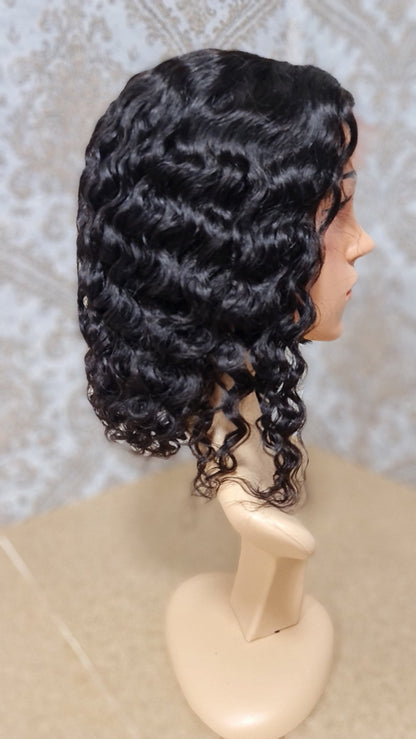 Perücke 10" 12" 14" 16" Water Wave mit 4x4 Closure Farbe 1bDiosa Extensions Haarverlängerungen