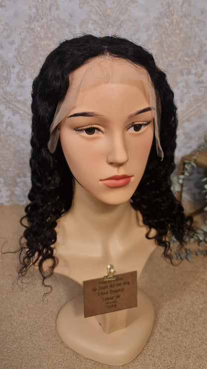 Perücke 10" 12" 14" 16" Water Wave mit Lace Frontal 13x4 Farbe 1bDiosa Extensions Haarverlängerungen