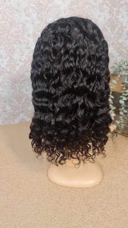 Perücke 10" 12" 14" 16" Water Wave mit Lace Frontal 13x4 Farbe 1bDiosa Extensions Haarverlängerungen