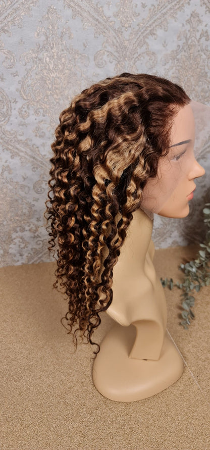 Perücke 18" 45cm Water Wave mit Lace Frontal 13x4 Farbe P4/27Diosa Extensions Haarverlängerungen