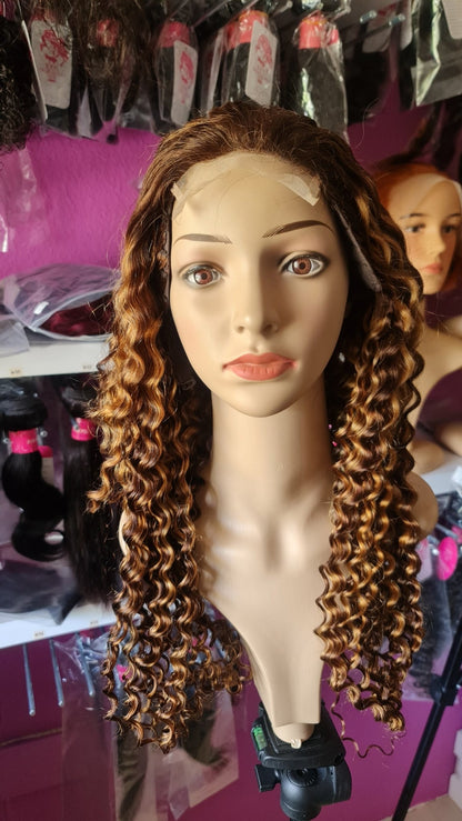 Perücke 28" 70cm Water Wave mit Closure 4x4 Farbe P4/27Diosa Extensions Haarverlängerungen
