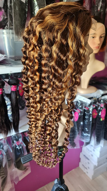 Perücke 28" 70cm Water Wave mit Closure 4x4 Farbe P4/27Diosa Extensions Haarverlängerungen